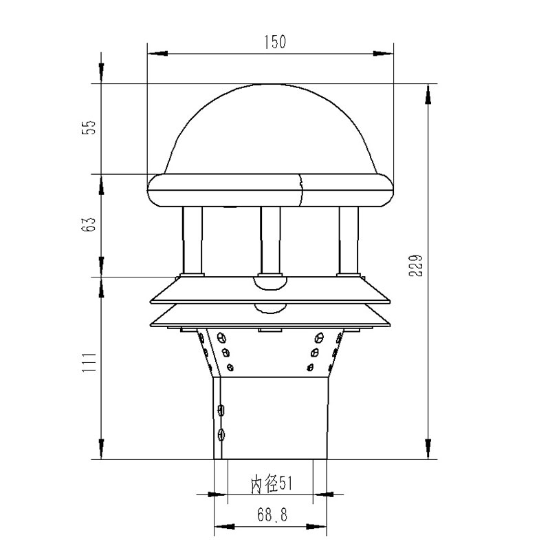 光學(xué)雨量傳感器產(chǎn)品尺寸圖